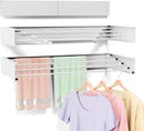 Wall Mounted Drying Rack for Laundry 23.6'', Folding Drying Rack Clothing Wall Mount with 4 Rods, Space Saving for Indoor Outdoor Bathroom Balcony (White, 23.6'') by CozyNest Decor