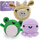 Crochet Kit for Beginners - Knitting Kit for Adults & Kids | Learn to Crochet Animals Frog Octopus Cow with Step-by-Step Video Tutorials by TinyTreasures Baby Boutique