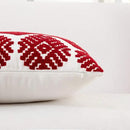 HWY 50 Red Decorative Throw Pillow Covers 18x18 Inch, Pack of 2 Embroidered Cotton Farmhouse Cushion Cover Pillow Case for Sofa Couch Living Room Bed Bedroon, Diamond Design by CozyNest Decor