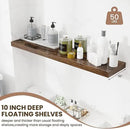 48 Inch Floating Shelves for Wall - 10 Inch Deep Fireplace Mantel Shelf - Wood Floating Shelves for Wall - Large Storage Shelves Wall Mount for Living Room & Bedroom - Rustic Brown - Set of 1 by CozyNest Decor
