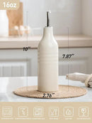 famiware Jupiter 16oz Ceramic Olive Oil Dispenser Bottle, 1 Piece Oil Dispenser for Kitchen with Stainless Steel Pourers, Suitable for Storage Vinegar, Soy Sauce, Coffee Syrup, Vanilla White by CozyNest Decor