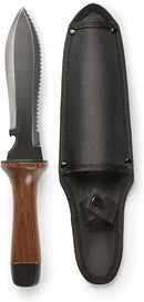 Hori Hori Garden Knife, Traditional Japanese Weeding Tool with ergonomic wooden handle. Large 7'inch blade with case. (Standard blade) by GreenHaven Gardens