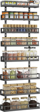 X-cosrack 8-Tier Adjustable Spice Rack – Wall-Mounted Space-Saving Organizer with Mixed Baskets, Large-Capacity Seasoning Holder for Kitchen & Pantry (Black) by CozyNest Decor