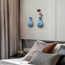 Set of Two Handmade Chinese Blue & White Porcelain Wall Mounted Vases – Chinoiserie Ceramic Flower Vase for Indoor Home Décor, Wall Hanging Vases for Living Room & Bookshelf by CozyNest Decor