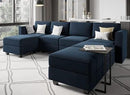 Belffin Modular Sectional Sofa U Shaped Sectional Couch with Reversible Chaises Velvet Modular Sofa with Storage Seat Blue by CozyNest Decor