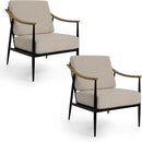 Modern Accent Chairs Set of 2 for Living Room Bedroom Mid Century Arm Chairs Upholstered Office Accent Chairs Comfy Waiting Room Chairs with Metal Frame, Beige by CozyNest Decor