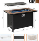 45 inch Outdoor Propane Fire Pit 50,000 BTU Gas Fire Pit Table with Walnut Tabletop, Glass Wind Guard, Waterproof Cover, Rectangle Gas Firepit Table for Garden/Patio,CSA Certification by GreenHaven Gardens