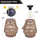 Solar Hanging Lantern Outdoor , Waterproof Natural Bamboo Lanterns with Handle Edison Bulb Design Solar Table Lamp Lights Decoration for Courtyard Patio Garden Farmhouse by GreenHaven Gardens