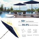 9FT Solar Umbrella 32 LED Lighted Patio Umbrella Table Market Umbrella w/Tilt and Crank, UV-Resistant Outdoor Umbrella for Pool, Garden, Deck, Navy Blue by GreenHaven Gardens