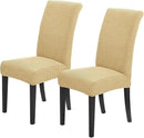 Joccun Chair Covers for Dining Room Set of 2,Dining Chair Slipcovers Stretch Dining Room Chair Covers Seat Protector,Washable Parsons Chair Cover for Home,Hotel(Parmesan,2 Pack) by CozyNest Decor