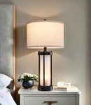 Modern Table Lamps for Living Room, Industrial Beside Lamps with 2 USB Ports, Rustic Nightstand Lamp with White Frosted Glass Night Light for Bedroom End Table Entryway, 2 Bulb Included by CozyNest Decor