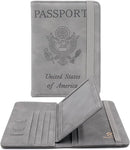 Melsbrinna RFID Passport Holder for Travel, Unisex Adults, Grey, PU Leather, RFID Protected, Passport Cover by TinyTreasures Baby Boutique
