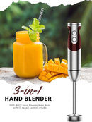 Megawise 3-in-1 Hand Blender – 12-Speed, Includes Powerful Blender Stick, Whisk, and Milk Frother – Easy to Clean and Perfect for Smoothies, and More (Red) by TinyTreasures Baby Boutique