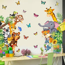Jungle Animal Wall Decals, Cartoon Animal Sticker Safari Elephant Lion Monkey Wall Decals for Baby Room Playroom Bedroom Classroom Kindergarten Decor by TinyTreasures Baby Boutique