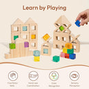 Wooden Rainbow Building Blocks Set for Kids, 22 PCS Wooden Blocks & 25 PCS Gem Cubes Stacking Blocks, Montessori Stacking Toys for Toddlers, Educational STEM Easter Toys for Boys Girls 3-6 by TinyTreasures Baby Boutique