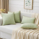 MIULEE Pack of 2 Couch Throw Pillow Covers 20x20 Inch Light Green Farmhouse Decorative Pillow Covers with Stitched Edge Soft Chenille Solid Dyed Spring Pillow Covers for Sofa Bed Living Room by CozyNest Decor