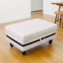 Ottoman Rectangular Storage Ottoman Bench, Faux Leather Footrest, Coffee Table, Stool Footstool with Hinged Lid for Living Room, Bedroom, Entryway, White&Black, 34"x22.8"x17.5" by CozyNest Decor