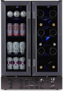 NewAir 24" Dual Zone Wine and Beverage Refrigerator, 18 Bottle & 58 Can, French Door Built-In Fridge with Lock, Black Stainless Steel Cooler, Digital Thermostat, Adjustable Shelves by CozyNest Decor