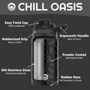 Chill Oasis Water Bottle | Compatible With Popular Flavor Cartridges | BPA Free, Leak Proof, Double-Walled Vacuum Insulated Stainless Steel, and Dishwasher Safe | Cold for 24 Hours (Leopard, 12oz) by CozyNest Decor