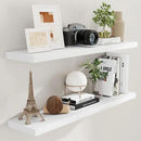 Fun Memories Floating Shelves 48 Inch Set of 2, White 48 x 9 Wall Shelves for Home Decor Storage, Rustic Wood Floating Shelf for Wall, 9 Inch Deep Shelving for Bathroom, Living Room, Kitchen by CozyNest Decor