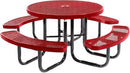 Coated Outdoor Furniture Heavy-Duty Portable Outdoor Picnic Table with Umbrella Hole, Expanded Metal Commercial-Grade Patio Dining Furniture Made in America (46" Round Top, Textured Red) by GreenHaven Gardens
