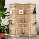 Room Divider with Shelves, Privacy Screen, Room Dividers and Folding Privacy Screens, 4 Panel Wood Temporary Wall Partition Separation Separator, Natural by CozyNest Decor