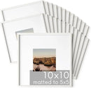 HAUS AND HUES Square Picture Frames 10 x 10 Set of 25 - Photo Gallery Wall Frame Set, Wood Frames With Mat, White Oak by CozyNest Decor