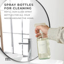 MaisoNovo Glass Spray Bottles for Cleaning - 16.9 fl oz Clear x 2 with 16 Labels by GreenHaven Gardens