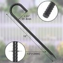 18 Inch Steel J Hook Rebar Ground Stakes 16 Pack 1/2 Inch Diameter Fence Stakes for Wire Fencing with Chisel Point End Metal Tent Stakes Heavy Duty for Outdoor Camping, Black by CozyNest Decor