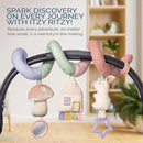 Itzy Ritzy Spiral Car Seat & Stroller Activity Toy - Stroller & Car Seat Toys for Ages 0 Months and Up - Hanging Toys Include Dangling Ring, Mirror and Textured Ribbons (Pastel Rainbow) by TinyTreasures Baby Boutique