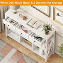 FATORRI 6 Cube Storage Bookshelf with 3 Drawers, Long Horizontal Bookcase, Modern Cubby Organizer Shelf (White Oak, 47 Inch) by CozyNest Decor
