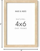HAUS AND HUES Solid Oak 4x6 Picture Frame for Wall or Tabletop - Natural Wood Frame 4x6, Beige Photo Frame 4x6 for Walls, 4x6 Wood Picture Frame, 4 by 6 Picture Frame, 4x6 Frames for Pictures by CozyNest Decor