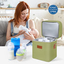 PIIOSER Breastmilk Cooler Bag with Ice Pack Fits 6 Baby Bottles Up to 9 Ounce, Insulated Baby Bottle Tote Bags, Double Layer Waterproof Leak-Proof with Shoulder Strap for Nursing & Working Mom (Green) by TinyTreasures Baby Boutique