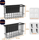 Magnetic Basket for Fridge, Magnetic Basket, Foil and Plastic Wrap Organizer with 4 Caddy Adhesive Stickers, Cabinet Storage Basket for Kitchen Wrap Food Bag Storage, Black, 2 Pack by CozyNest Decor