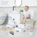 Blue Toddler Step Stool for Bathroom Sink, 2 Step Stool for Kids Kitchen Sink, Heavy Duty Stepping Stool for Toddlers Toilet Potty Training (2 Pack, White-Blue) by TinyTreasures Baby Boutique