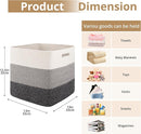 OIAHOMY 13 Kallax Inch Cube Storage Bins, 3-Pack Cotton Rope Woven Baskets for Organizing, Kallax Insert Storage Baskets for Shelves, Baby Nursery, Closet Organizer, 13*13*12.6IN, Gradient Gray by TinyTreasures Baby Boutique