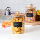 Set of 2 Large Glass Canisters for Kitchen Counter with Airtight Bamboo Lids + Marker & Labels - Cookie Jars with Wooden Lid, Food Storage Containers for Pantry, Flour Pasta Candy Coffee Pods - 68oz. by CozyNest Decor