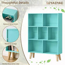 LEYAOYAO 7 Cube Bookshelf 3-Tier Bookcase with Legs, Mint-Green Kids Book Shelf Cute Storage Organizer, Toy Shelves Bookshelves,Wood Display Bookcases by CozyNest Decor
