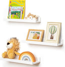 Picture Ledge Shelf for Wall, 16 inches Solid Pine Wood Nursery Book Shelves 3 Packs, Floating Ledge Shelves for Kids' Room Bedroom Bathroom Living Room Photo Frames Office Nursey Wall Decor, White by TinyTreasures Baby Boutique