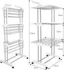 Bigzzia Clothes Drying Rack, Folding Stainless Steel Drying Rack Clothing Indoor Outdoor, Space-Saving, 4 Tier Laundry Drying Rack with Two Side Wings -Grey White by TinyTreasures Baby Boutique