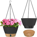 ZMTECH 8 Inch Hanging Planters for Indoor Plants, Hanging Baskets for Plants Outdoor with Visible Water Level, Hanging Flower Pots with Drainage Holes & Removable Tray(2 Pack, Gray) by CozyNest Decor