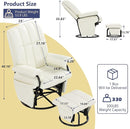 AODAILIHB Swivel Glider Recliner with Ottoman, 360 Rocking Chair with Foot Rest Recliner Chair Indoor Rocking Chair with Side Pockets Nursery Chairs for Living Room, Bedroom, Office (White) by TinyTreasures Baby Boutique