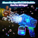 EagleStone 2 Pack Kids' Bubble Guns, Automatic Bubble Machines with 10-Hole Wands, Blasters for Toddlers,Lights Up Bubble & Solution, Easter, Wedding Party Favors, Outdoor for Boys & Girls by TinyTreasures Baby Boutique