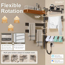 ENZE Smart Rotating Heated Towel Rack for Bathroom, Wall-Mounted Electric Towel Dryer with Swivel Bars & Shelf, Smart Timer, Low Carbon Steel, Plug-in/Hardwired, Towel Warmer with Wi-Fi App Control by TinyTreasures Baby Boutique