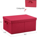 HOONEX Storage Bins with Lids for Organizing, Pack of 2, Storage Boxes with 2 Carrying Handles and Sturdy Heavy Cardboard, 16.5" L x 11.8" W x 7.5" H for Shoes, Books, Clothes, Red by TinyTreasures Baby Boutique