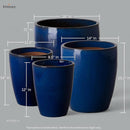 Emissary Bullet 14 in. Blue Ceramic Round Planter (14 in. L x 14 in. W x 15.5 in. H) with Drainage Hole by CozyNest Decor