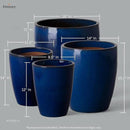 Emissary Home and Garden Bullet 12in., 14in., 15.5in., 21in. H Blue Ceramic Round Planters with Drainage Hole (Set of 4) by CozyNest Decor