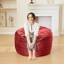 Bean Bag Chairs for Adults - Memory Foam Furniture BeanBag Chair - Kids/Teens Sofa with Soft Micro Fiber Cover - Round Fluffy Couch for Living Room Bedroom College Dorm - 3 ft, Red by CozyNest Decor