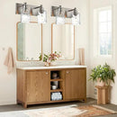 BONLICHT Modern Bathroom Light Fixtures in Brushed Nickel Finish, 2 Light Industrial Indoor Wall Sconce Farmhouse Vanity Lighting Over Mirror with Hammered Glass Contemporary Hallway Wall Mount Lamp by CozyNest Decor