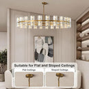 Modern 48 inch Gold Round Chandelier Light Fixture,Crystal Chandeliers for Dining Room,Living Room, Wagon Wheel Chandelier Over Table, Chandeliers for Bedroom,Foyer,G4 Bulbs Included by CozyNest Decor